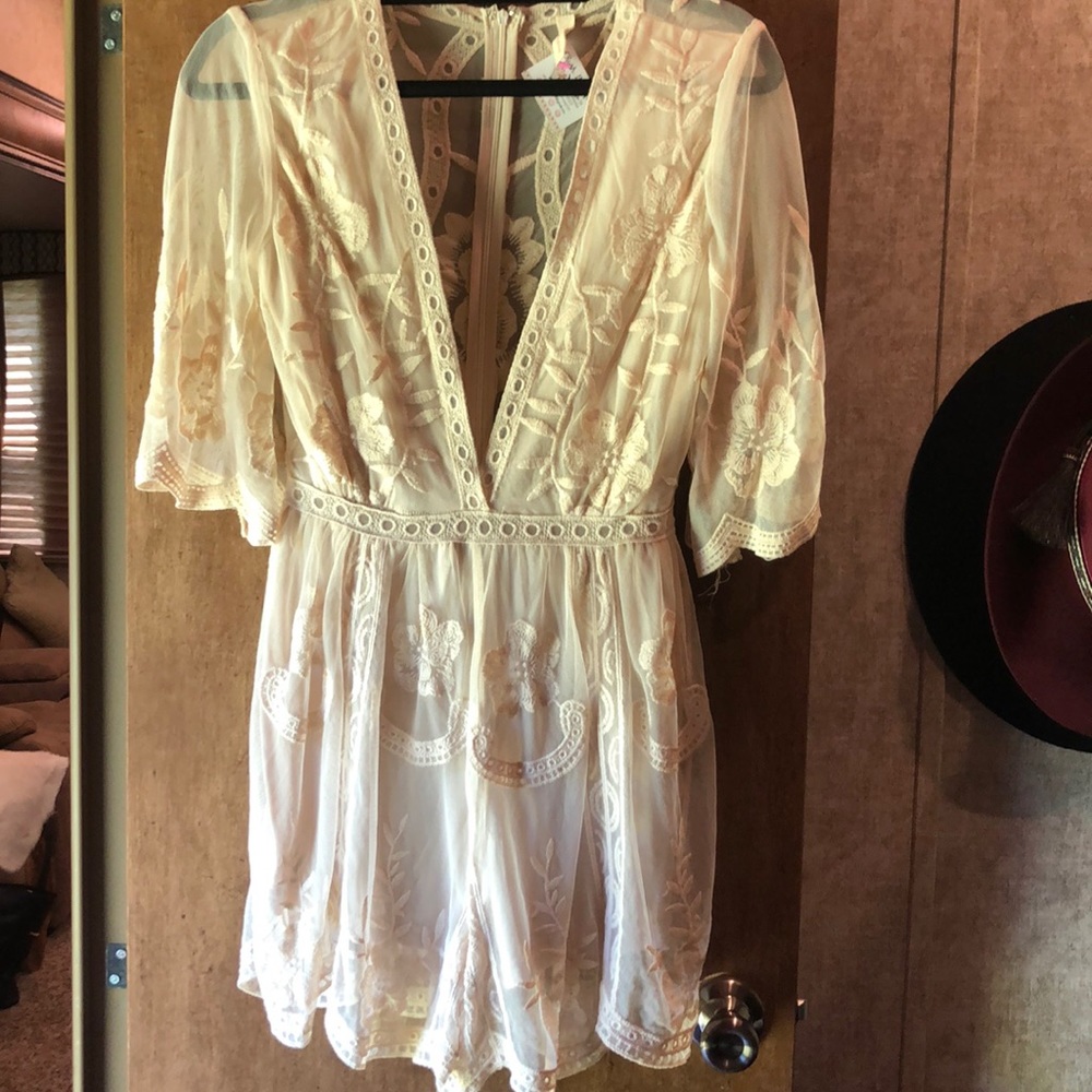 Cream lace romper
